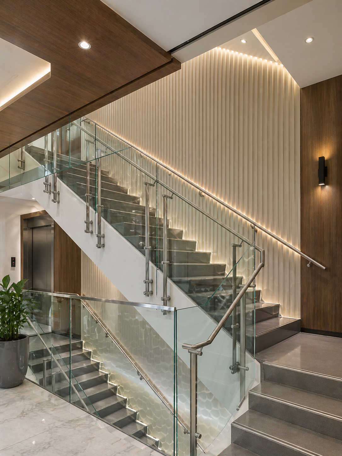 Elliptical Balustrade With Glass